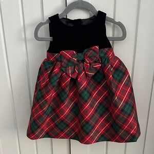 Plaid Holiday Dress with Bow